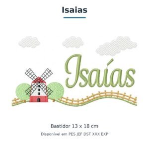 Matriz de Bordado Nome Isaias Fazendinha 13x18
