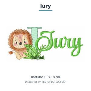 Matriz de Bordado Nome Iury Leão Safari 13x18