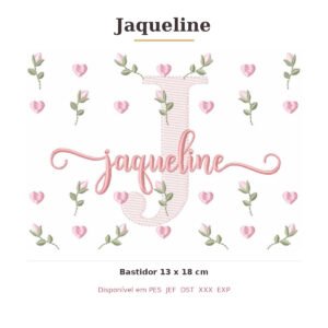 Matriz de Bordado Nome Jaqueline Tulipas 13x18