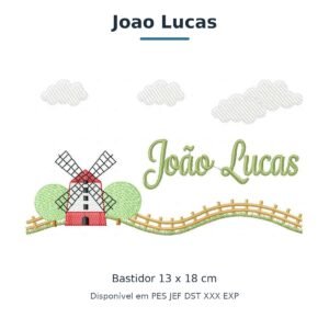 Matriz de Bordado Nome Joao Lucas Fazendinha 13x18
