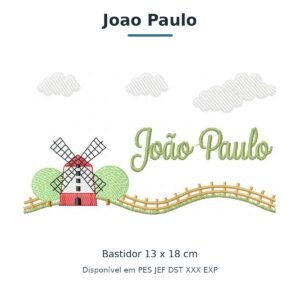 Matriz de Bordado Nome Joao Paulo Fazendinha 13x18
