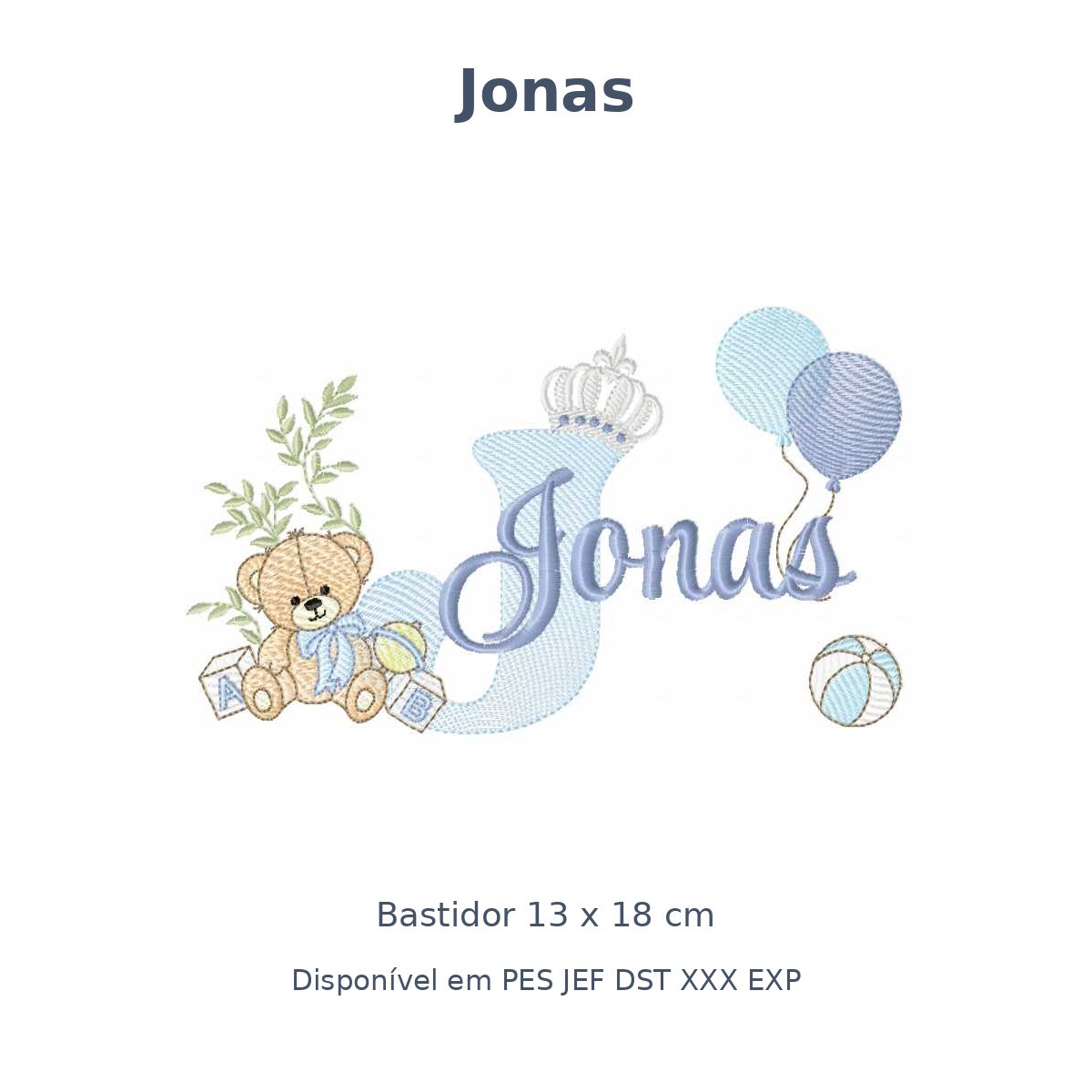 Matriz Nome Jonas Ursinho Com Balão e Coroa