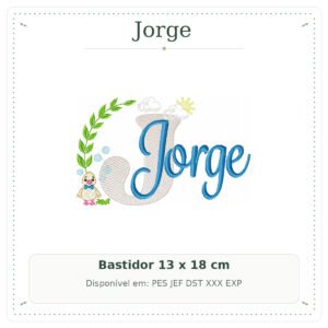 Matriz de Bordado Nome Jorge Patinho Baby 13x18