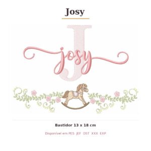 Matriz de Bordado Nome Josy Cavalinhos 13x18