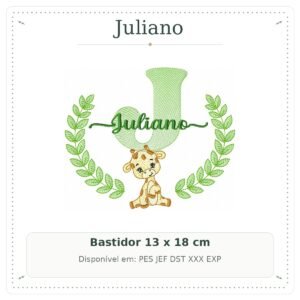 Matriz de Bordado Nome Juliano com Girafinha Safari 13x18