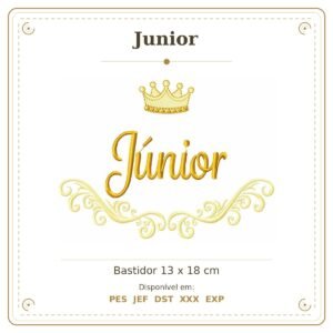 Matriz de Bordado Nome Junior Arabesco com Coroa 13x18