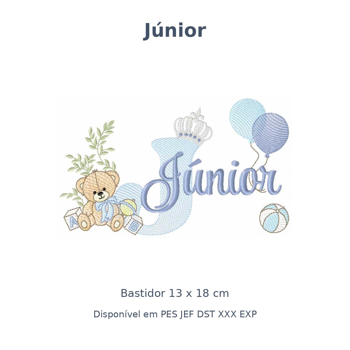 Matriz Nome Júnior Ursinho Com Balão e Coroa