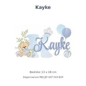 Matriz Nome Kayke Ursinho Com Balão e Coroa