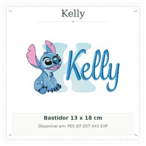 Matriz de Bordado Nome Kelly Stitch Sobreposto 13x18