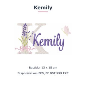 Matriz de Bordado Nome Kemily Lavanda 13x18
