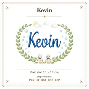Matriz de Bordado Nome Kevin Patinhos Meninos 13x18