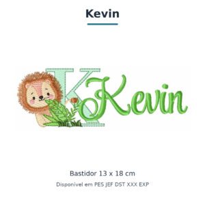 Matriz de Bordado Nome Kevin Leão Safari 13x18