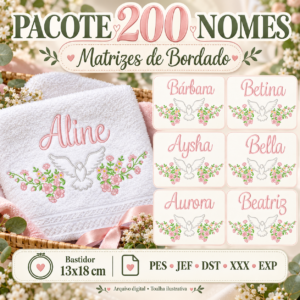 Pacote 200 Nomes Meninas Pomba Branca Flores Batizado
