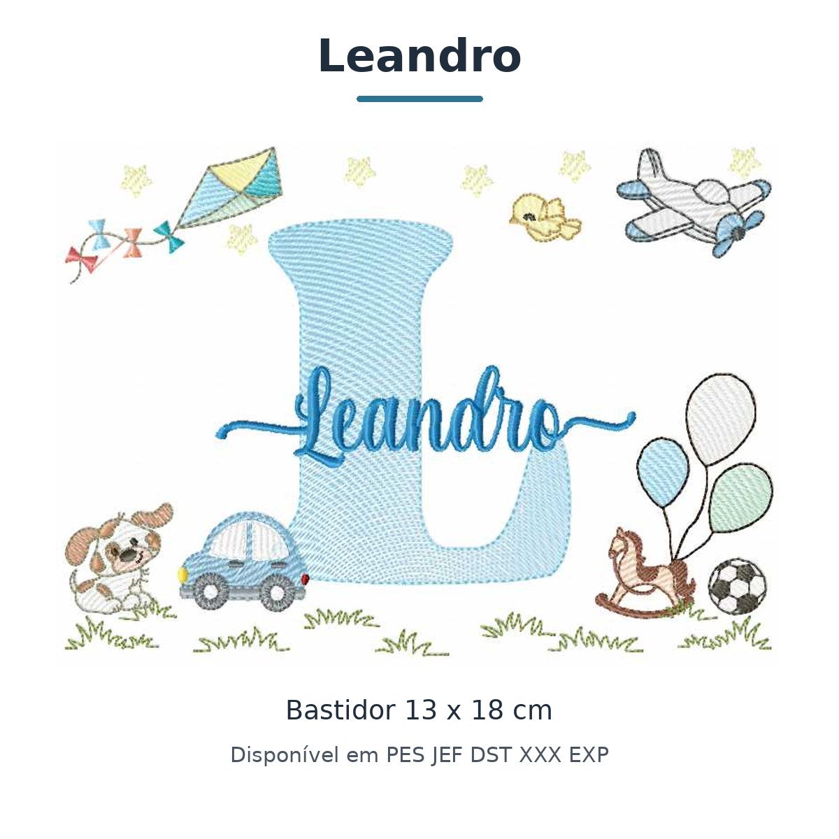 Matriz de Bordado Nome Leandro Parque e Brinquedos 13x18