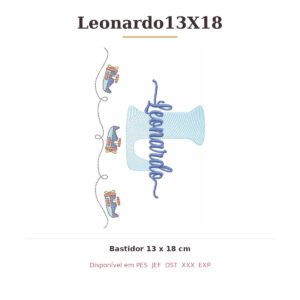 Matriz de Bordado Nome Leonardo Aviador 13x18