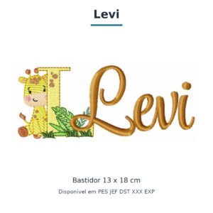 Matriz de Bordado Nome Levi Girafinha Safari 13x18