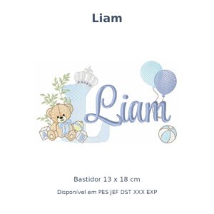 Matriz Nome Liam Ursinho Com Balão e Coroa