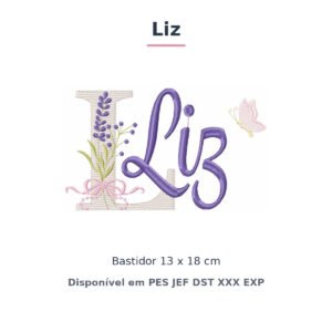 Matriz de Bordado Nome Liz Lavanda 13x18