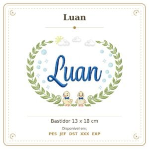 Matriz de Bordado Nome Luan Patinhos Meninos 13x18