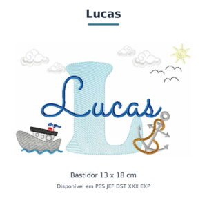 Matriz de Bordado Nome Lucas Marinheiro 13x18