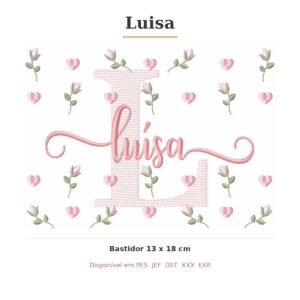 Matriz de Bordado Nome Luisa Tulipas 13x18