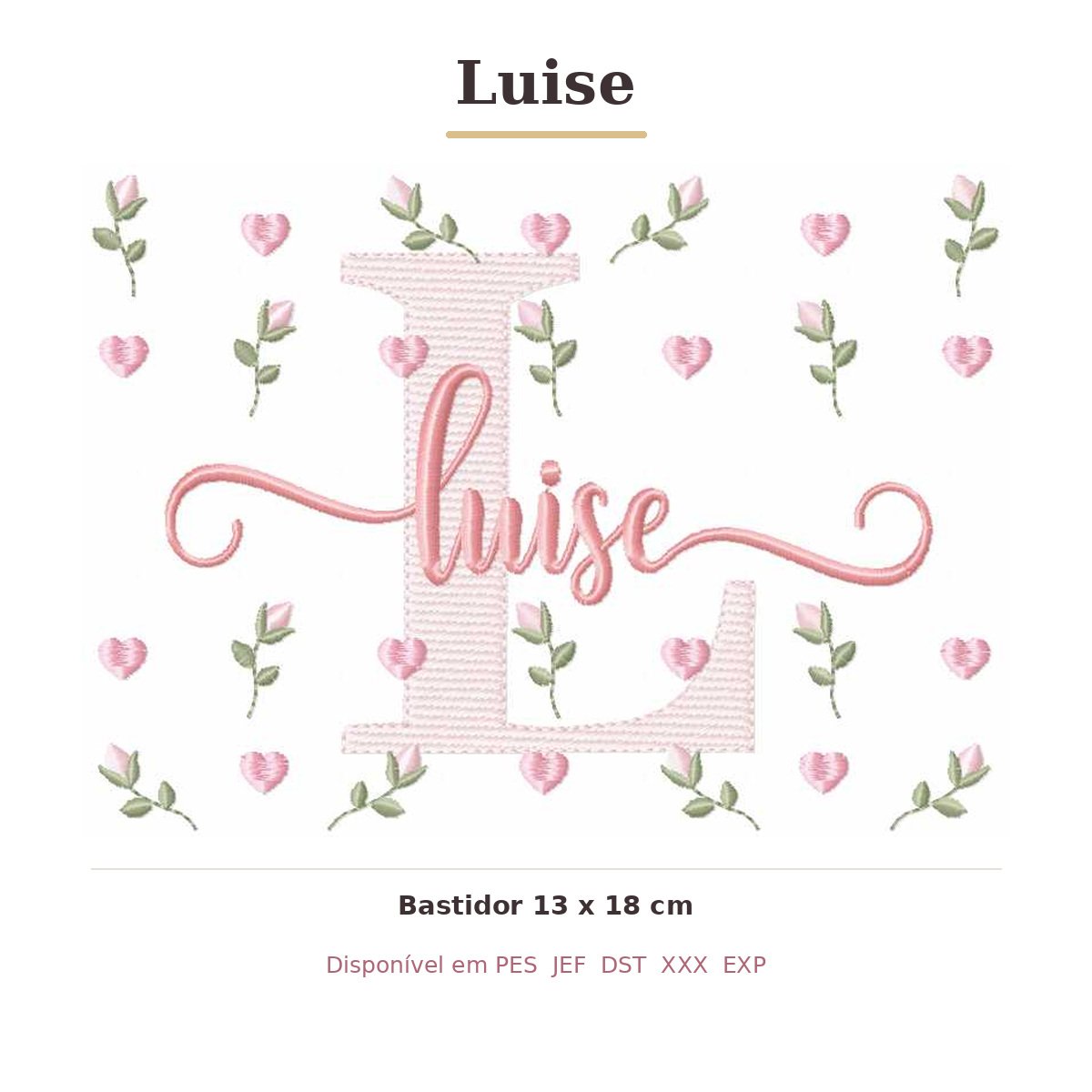 Matriz de Bordado Nome Luise Tulipas 13x18