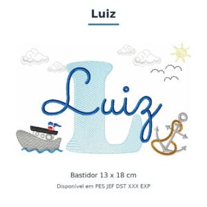 Matriz de Bordado Nome Luiz Marinheiro 13x18