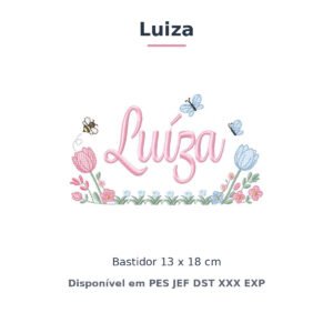 Matriz de Bordado Nome Luiza Jardim de Tulipas 13x18