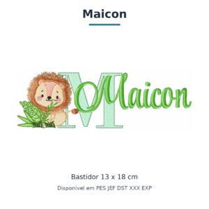 Matriz de Bordado Nome Maicon Leão Safari 13x18