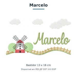 Matriz de Bordado Nome Marcelo Fazendinha 13x18