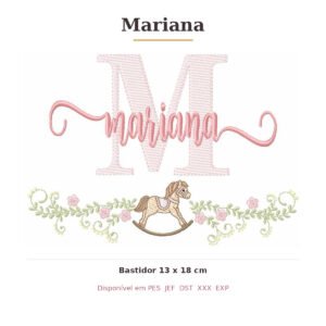 Matriz de Bordado Nome Mariana Cavalinhos 13x18