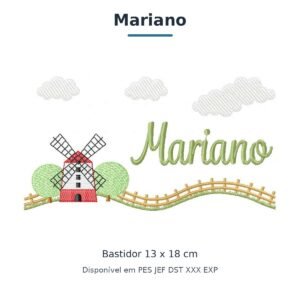 Matriz de Bordado Nome Mariano Fazendinha 13x18