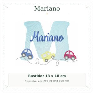 Matriz de Bordado Nome Mariano Carrinho e Carros 13x18