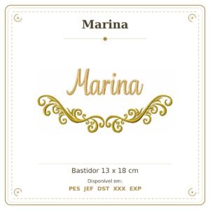 Matriz de Bordado Nome Marina Arabesco 13x18