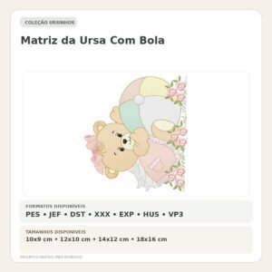 Matriz de Bordado Ursa Com Bola