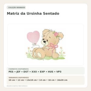 Matriz de Bordado Ursinha Sentado