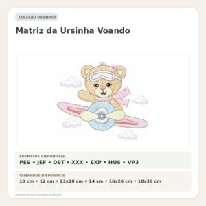 Matriz de Bordado Ursinha Voando