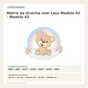 Matriz de Bordado Ursinha com Laço Modelo 02 – Modelo 02