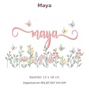 Matriz de Bordado Nome Maya Jardim 13x18