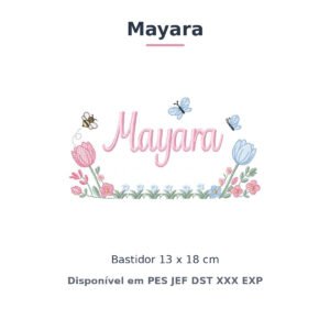 Matriz de Bordado Nome Mayara Jardim de Tulipas 13x18