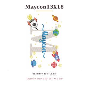 Matriz de Bordado Nome Maycon Astronauta 13x18