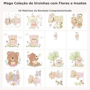 Mega Coleção de Ursinhas com Flores e Insetos