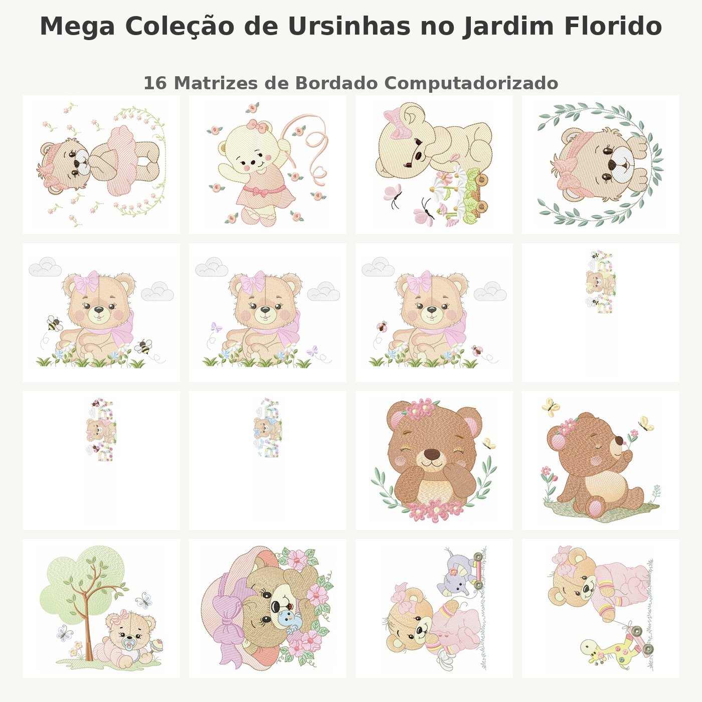 Mega Coleção de Ursinhas no Jardim Florido