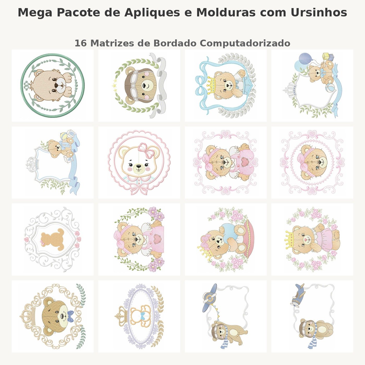 Mega Pacote de Apliques e Molduras com Ursinhos