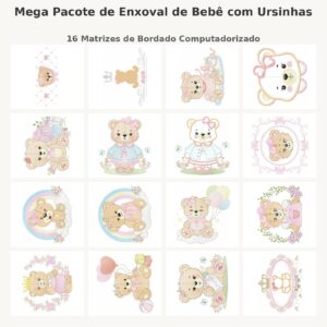 Mega Pacote de Enxoval de Bebê com Ursinhas