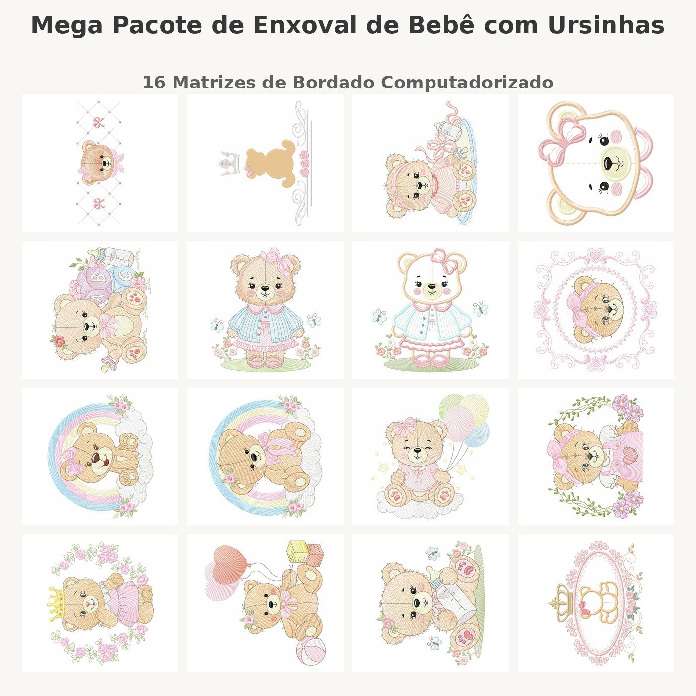 Mega Pacote de Enxoval de Bebê com Ursinhas