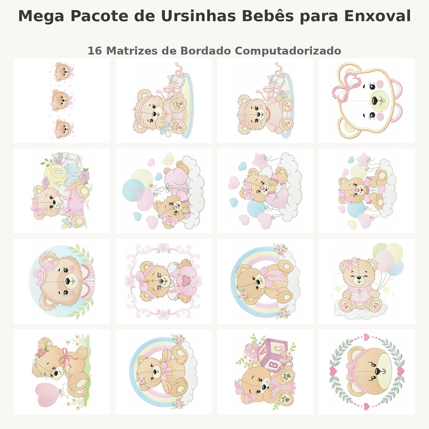 Mega Pacote de Ursinhas Bebês para Enxoval