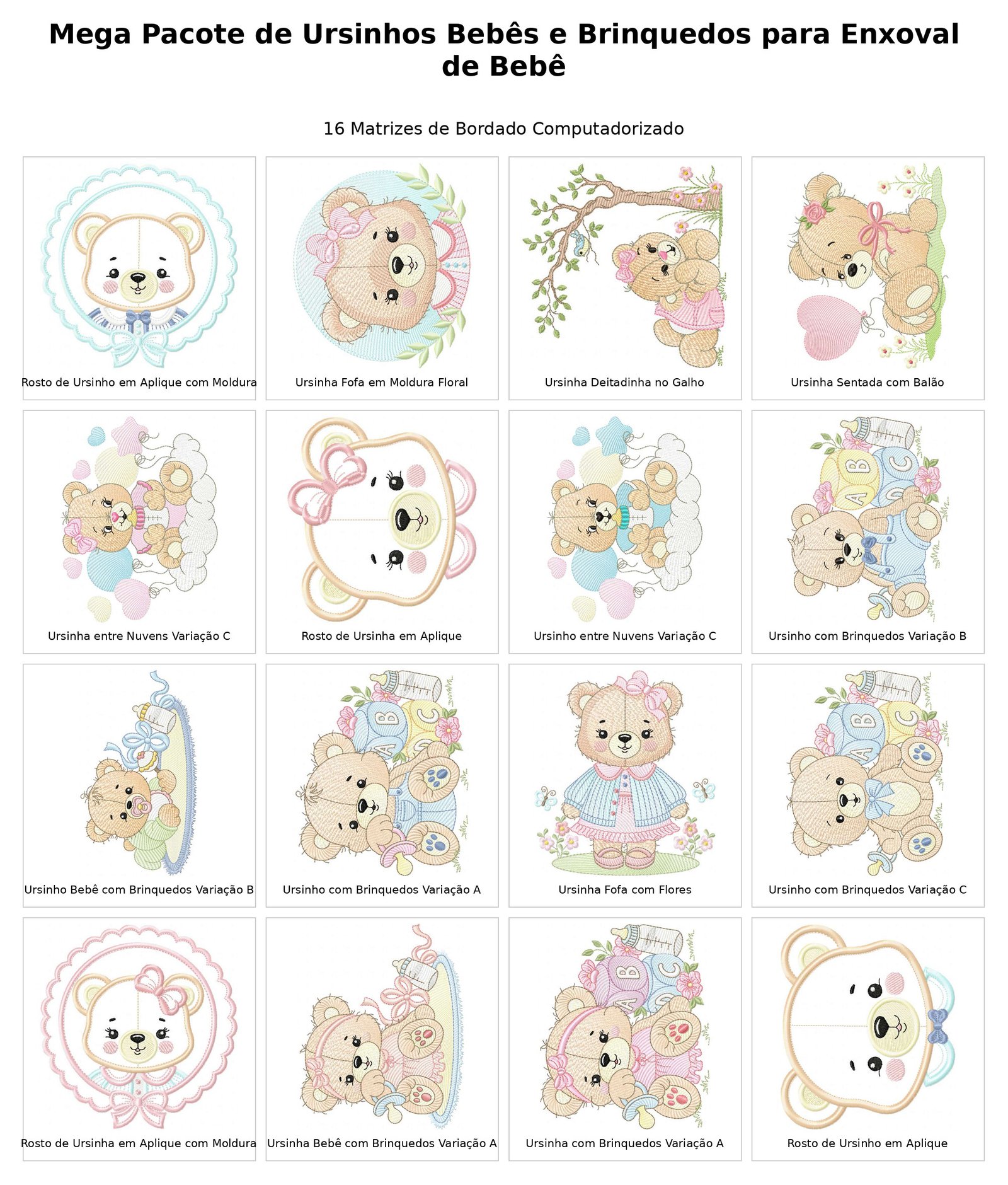Mega Pacote de Ursinhos Bebês e Brinquedos para Enxoval de Bebê