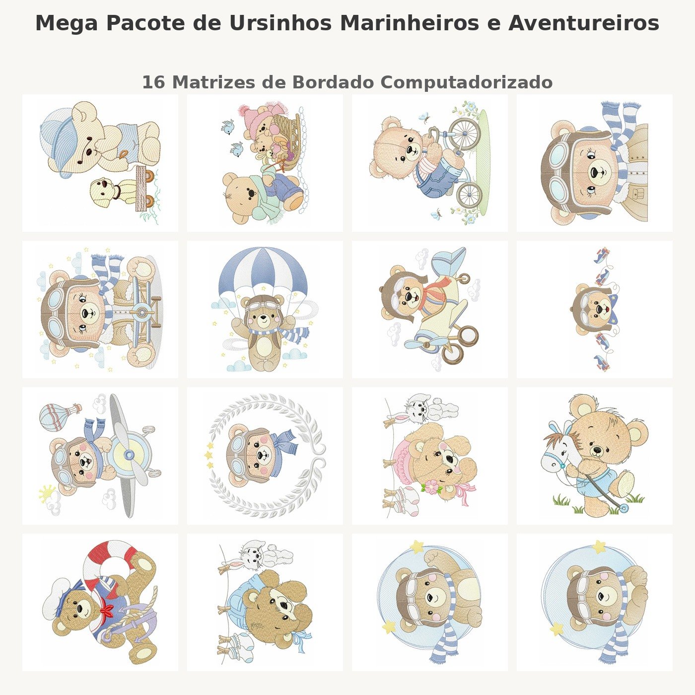 Mega Pacote de Ursinhos Marinheiros e Aventureiros