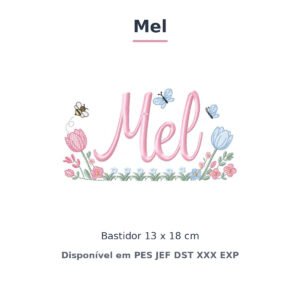 Matriz de Bordado Nome Mel Jardim de Tulipas 13x18